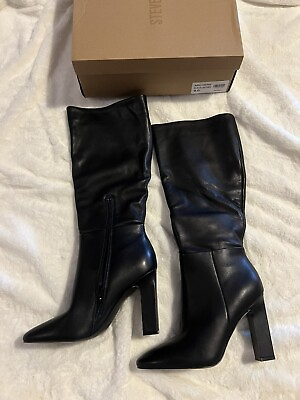 #ad Steven Madden Archers Black Leather Heel Boot $180.00