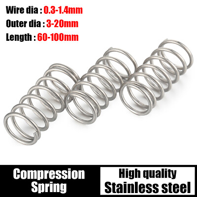 #ad Compression Spring Various Size 0.3mm 1.4mm Wire Dia amp; 60mm 100mm Length 2 5pcs $2.75