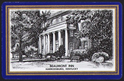 #ad Vintage playing card BEAUMONT INN blue border inn pictured Harrodsburg Kentucky $4.79