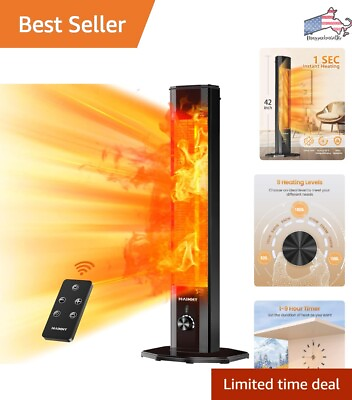 #ad Outdoor Infrared Heater with Remote 9 Heat Levels 9H Timers 1500W Instant... $208.97