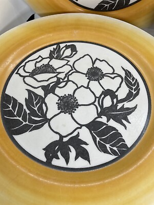 #ad Oneida Deluxe Orange White Black Cherokee Rose Vtg Plate Set Of 24 Picnic Campin $55.95