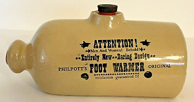 #ad Antique Vintage Philpott#x27;s Stonewàre Foot Warmer w Pottery screw on Closure $35.00
