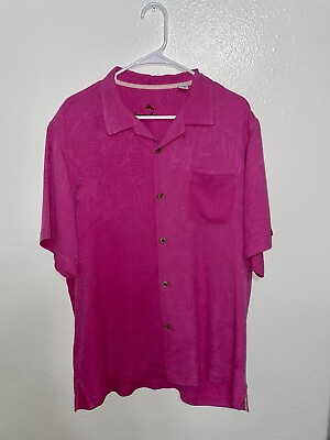 #ad Tommy Bahama Tropic Isles Silk Camp Shirt. Size Large Berry Pink Normal $110 $57.00