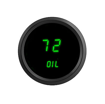 #ad 2 1 16quot; Universal Digital Oil Pressure Gauge Green LEDs Black Bezel Made In US $43.96