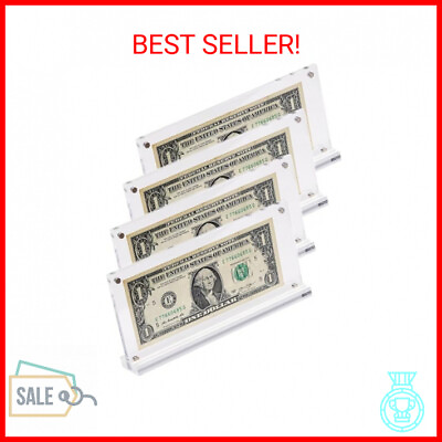 #ad IEEK Acrylic Dollar Bill Display Case Dollar Frame Clear Paper Money Holders Cur $34.56