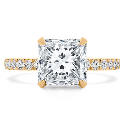 #ad 1.4 CT Princess VS1 H Diamond Pave Engagement Ring 14K Yellow Gold $3929.00