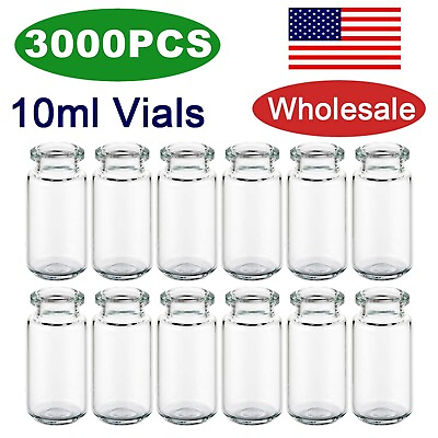 #ad 3000pcs 10ml 20mm Sample Vials Crimp Top Glass Bottle HPLC Beveled Edge Top ASTM $295.95