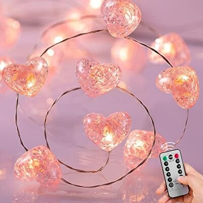 #ad Heart Shape String Lights Indoor 30 LED Fairy Decor Twinkle Mode Valentine#x27;s Day $8.96