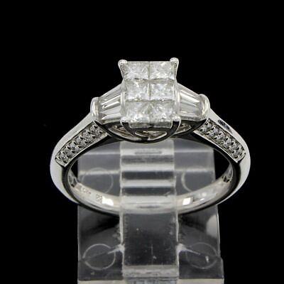 #ad Estate 1 Ct Diamond 14K White Gold Engagement Ring Certified $3061.69