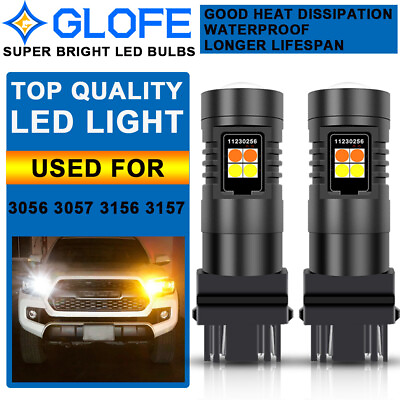#ad 2x GLOFE 3157 4157 Switchback LED Turn Signal Lights Bulb White Amber Dual SMD $21.15