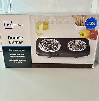 #ad Mainstays Double Burner 120V 1800W Portable Easy to Cook Elegant Classic $30.00