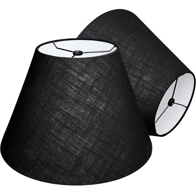 #ad 2 Pack Black Natural Linen Cone Medium Lamp Shade 7quot; x 14quot; x 9quot; $22.39