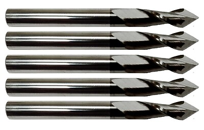 #ad 5 PCS 1 8quot; 2 FLUTE 60 DEGREE CARBIDE DRILL MILL TiALN COATED $39.95
