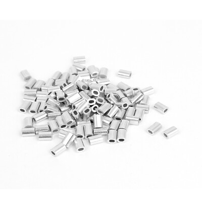 #ad 0.8mm 1 32quot; Steel Wire Rope Aluminum Ferrules Sleeves Silver Tone 100 Pcs $7.54