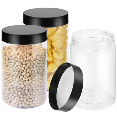 #ad 27oz Plastic Jars with Lids 3 Pack Food Storage Containers Refillable Organizing $8.54