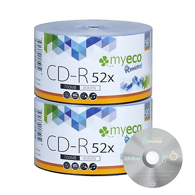 #ad 100 Pack MyEco CD R CDR 52X 700MB 80Min Economy Logo Blank Recordable Media Disc $17.39
