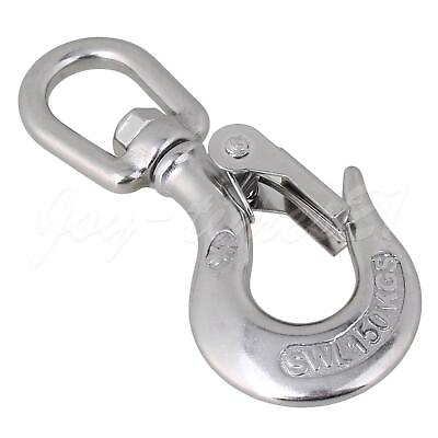 #ad 304 Stainless Steel Round Eye Swivel Eye Lifting Hook Silver 150KG American Type $9.58