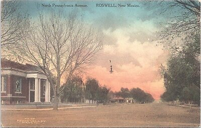 #ad Lithograph Roswell NM Street scene Pennsylvania Avenue early 1900s $26.99