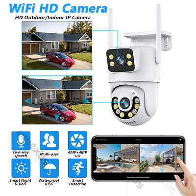 #ad Dual Lens 8MP WiFi IP Camera Wireless Outdoor CCTV PTZ Security IR Cam US ICSee $34.18