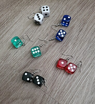 #ad 5 Pair Colored Dice Dice Earrings $8.00