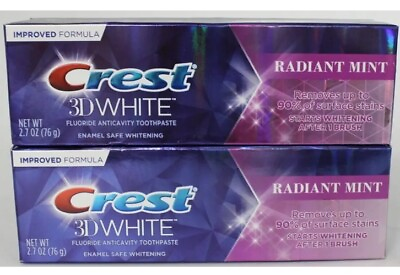 #ad Crest 3D White Radiant Mint Toothpaste 2 Pack 2.7 oz Flouride Whitening Fluoride $6.00