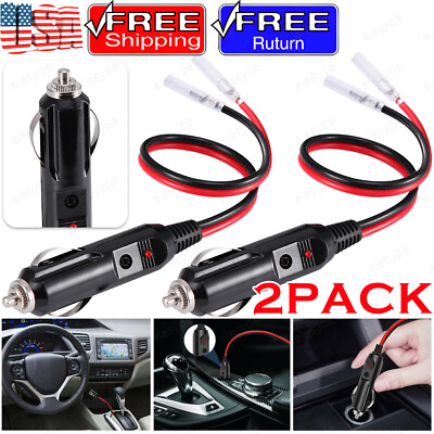 #ad 2Pcs 12V Fused Cigarette Lighter Male Plug with Leads LED Light Adapter For Car $7.62