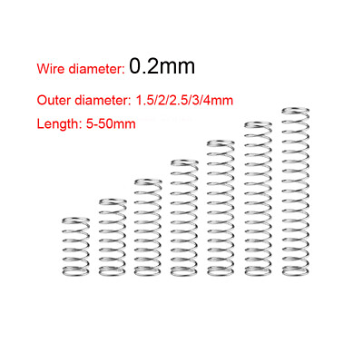 #ad 0.2mm Wired Diameter 304 Stainless Steel Small Spring 1.5mm 2mm 2.5mm 3mm 4mm OD $1.91