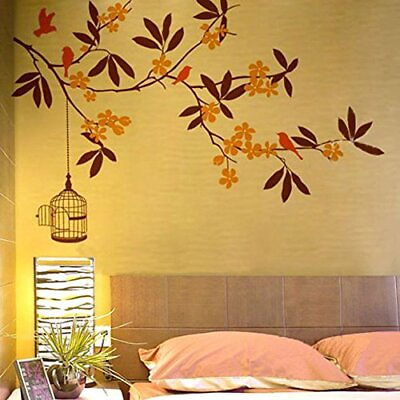 #ad Branch Flowers And Cage Wall Sticker Vinyl Art Home Decals Room Decor Mural $18.99