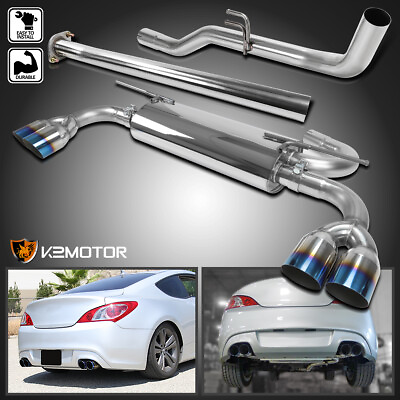 #ad Fits 2009 2014 Genesis Coupe 2.0T Burnt Tip SS Catback Exhaust Muffler System $267.38