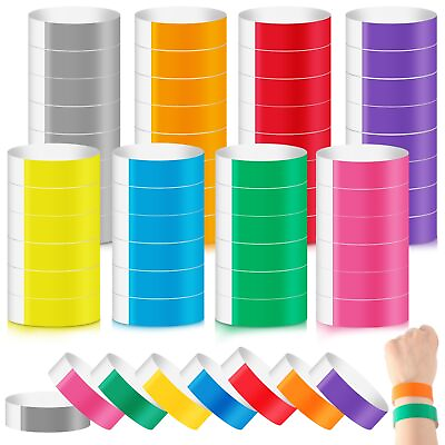 #ad 800 Pieces Colored Wristbands for Events Wrist Bands Paper Bracelets Wristban... $14.65