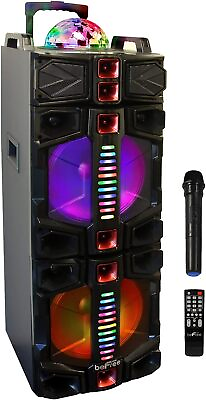 #ad 12 Inch Sound Dual Subwoofer Portable Bluetooth Party Speaker with LED Lights $318.72
