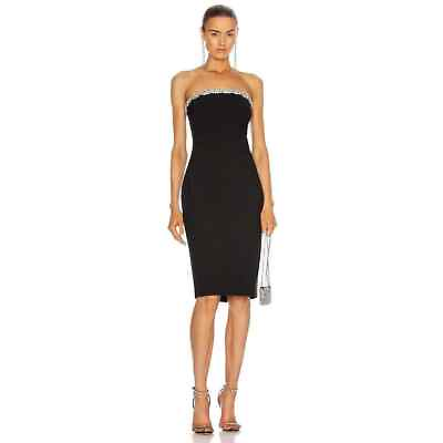 #ad Area Women#x27;s NWT Fitted Tube Dress with Braided Crystal Trim Black Size 6 $699.00