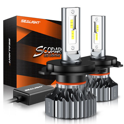 #ad SEALIGHT H4 LED Headlight Bulbs Conversion Kit High Low Beam 6000K Super Bright $25.94