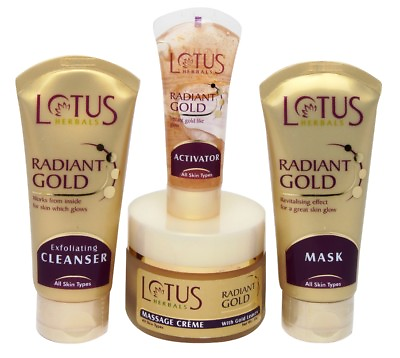 #ad Lotus Herbal Radiant Gold Cellular Glow Facial Kit Set of 4 170 Gram $36.61