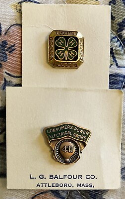 #ad *VINTAGE* 4 H Club Elkhart County Indiana Lapel Pin Lot L. G. Balfour Co. $29.99