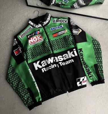 #ad Kawasaki Racing Team Jacket Unisex Oversize Green $55.20