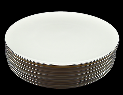 #ad LENOX Dinner Plates Coupe Style Olympia Platinum Edge 10 3 4quot; Made USA Lot of 8 $49.00