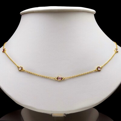 #ad 1.98ct t.w 9pcs Multi Color Unheated Sapphire Yellow Gold 18K Necklace 20 Inc. $930.40
