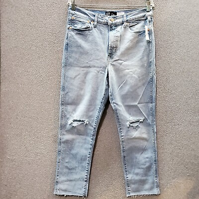 #ad Gap Women Jeans 12 Denim High Rise Vintage Slim Distressed Light 26quot; Inseam NWT $25.16
