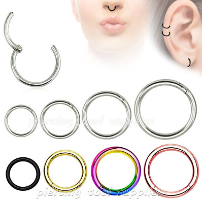 #ad Hinged Seamless Segment Ring Surgical Steel Nose Hoop Earring Labret Septum Ring $3.80