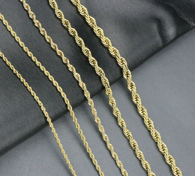 #ad Stainless Steel Twisted Rope Chain Gold Plated Necklace Men Women $7.72