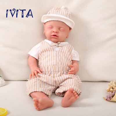 #ad IVITA 18#x27;#x27; Silicone Reborn Baby Doll Sleeping Boy Can Take Pacifier Gift Toy $175.00