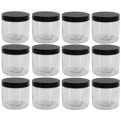 #ad Clear Jars 8oz w Lids 12 Pack Round PET Plastic Jar Container amp; Blank Labels $22.00