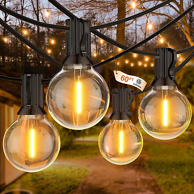 #ad 60FT Outdoor String Lights LED Patio Lights with 32 Bulbs Waterproof 2700K War $51.13