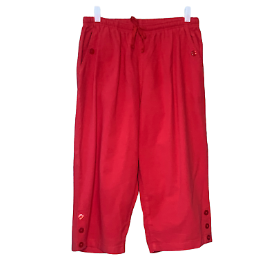 #ad Jane Ashley red wide legs capri pants size Large $18.90