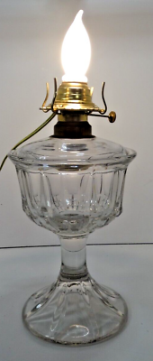 #ad Antique Glass Oil Lamp Converted to Electric. Table Lamp 12quot; Tall $29.98