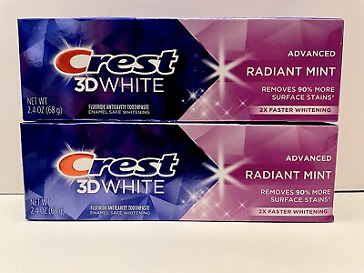 #ad Lot Of 2 3D White Advanced Radiant Mint Toothpaste 2.4 oz Each 2 Pack Brand New $11.69