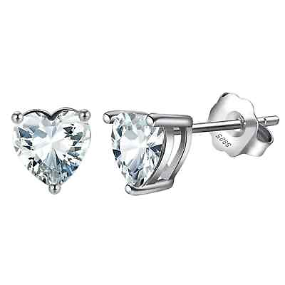 #ad 2 ct. White Sapphire Heart Stud Earrings set in Solid Sterling Silver Rhodium $44.95