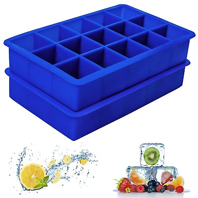 #ad 2 Pack Silicone Ice Cube Tray Ice Cube Trays Molds Large Ice Cube Tray $13.66