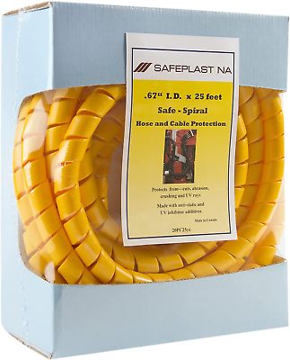 #ad Pre Cut Spiral Wrap Hose Protector 3 4quot; OD 25#x27; Length Yellow $49.99